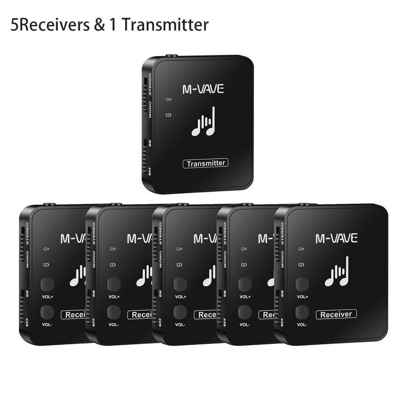 M-vave WP-10 2.4G Wireless Earphone Monitor with Volume Button Rechargeable Transmitter Receiver Support Stereo Mono Cuvave