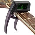 TCapo20 Multifunctional Aluminum Alloy 2-in-1 Guitar Capo Tuner with LCD Screen for Normal Acoustic Folk Electric Guitar Chromat