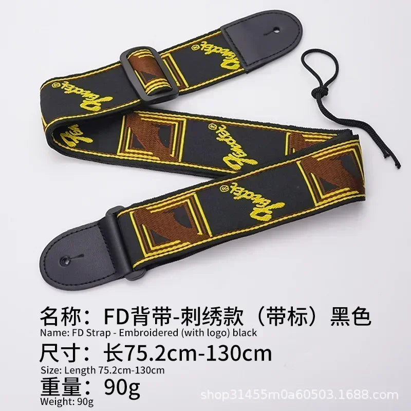 1pc Embroidery Guitar Strap Leather Acoustic Electric Guitar Widening Straps Folk Classical Wooden Guitars Shoulder Belt