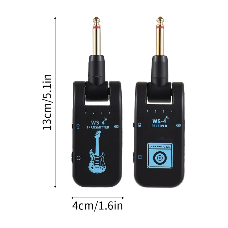 2.4G Wireless Guitar System Guitar Transmitter Receiver Set for Electric Guitar Bass 48K/16bit Real-time Transmission