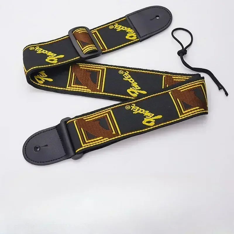 1pc Embroidery Guitar Strap Leather Acoustic Electric Guitar Widening Straps Folk Classical Wooden Guitars Shoulder Belt